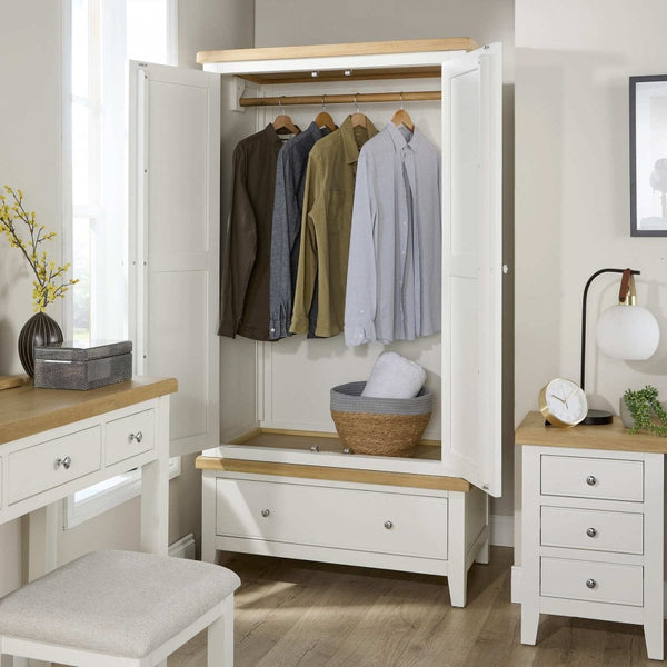 Easton White 2 Door Wardrobe with Storage Drawer