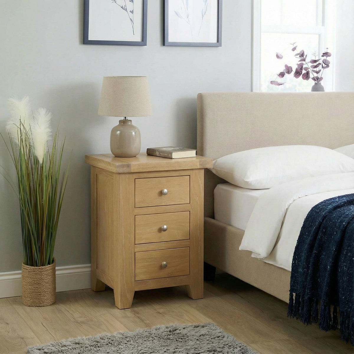 Melbourne 3 Drawer Oak & Pine Bedside