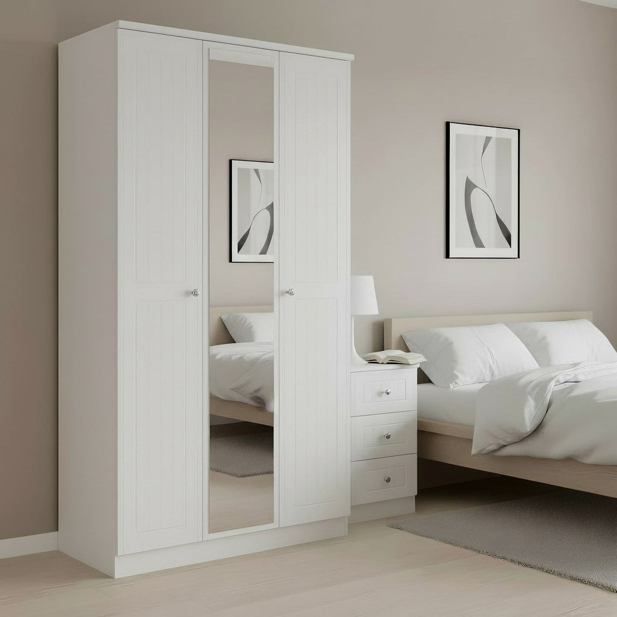 Mila Triple Door Mirrored Wardrobe