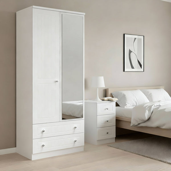 Mila 2 Door & 2 Drawer Mirrored Wardrobe