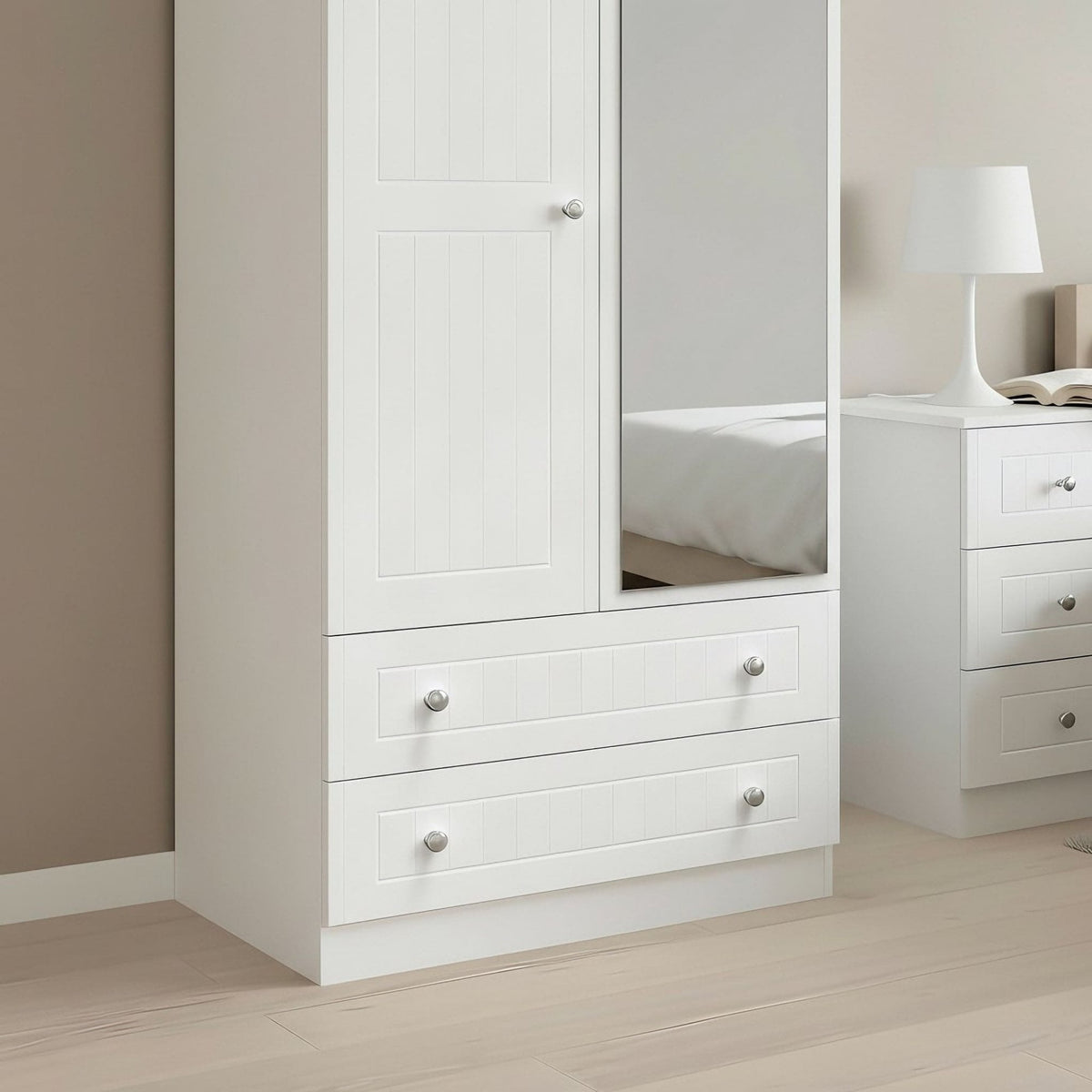 Mila 2 Door & 2 Drawer Mirrored Wardrobe