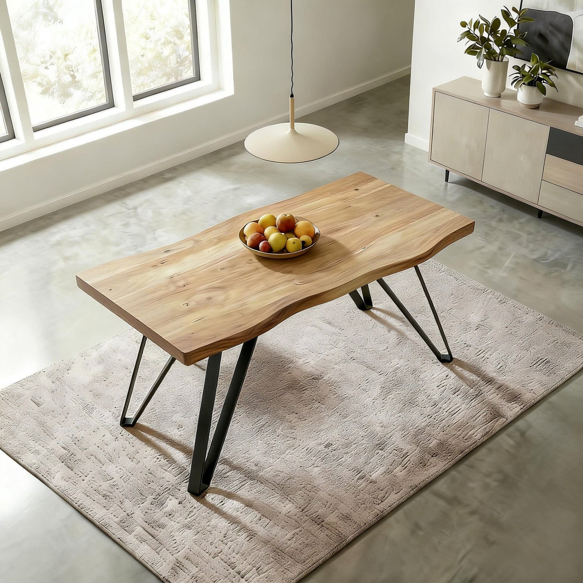 Arbore Natural Dining Table with Black Metal Legs