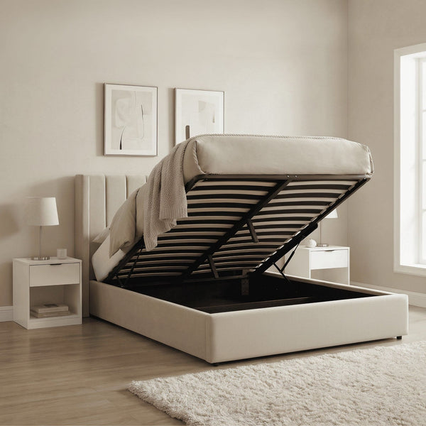 Alix Ottoman Storage Bed with Fluted Headboard