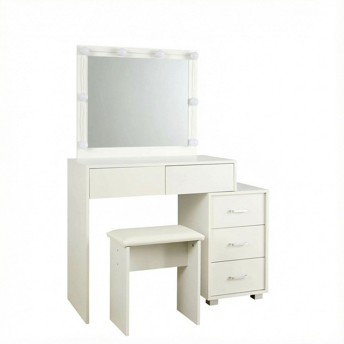 Vero White Dressing Table Set & LED Mirror