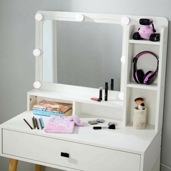 Forta Dressing Table & LED Framed Mirror White