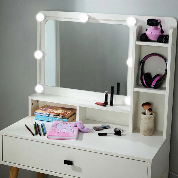 Forta Dressing Table & LED Framed Mirror White