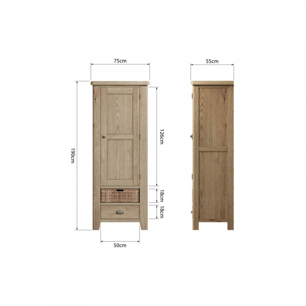 Holcombe Single Door Smoked Oak Larder Unit Fully Assembled