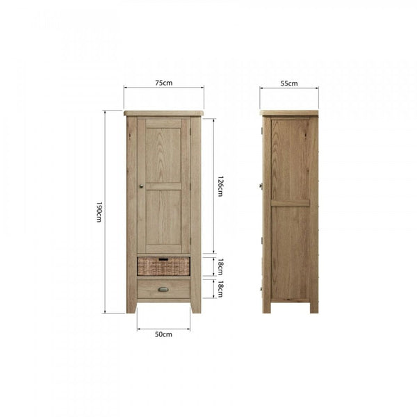 Holcombe Single Door Smoked Oak Larder Unit Fully Assembled