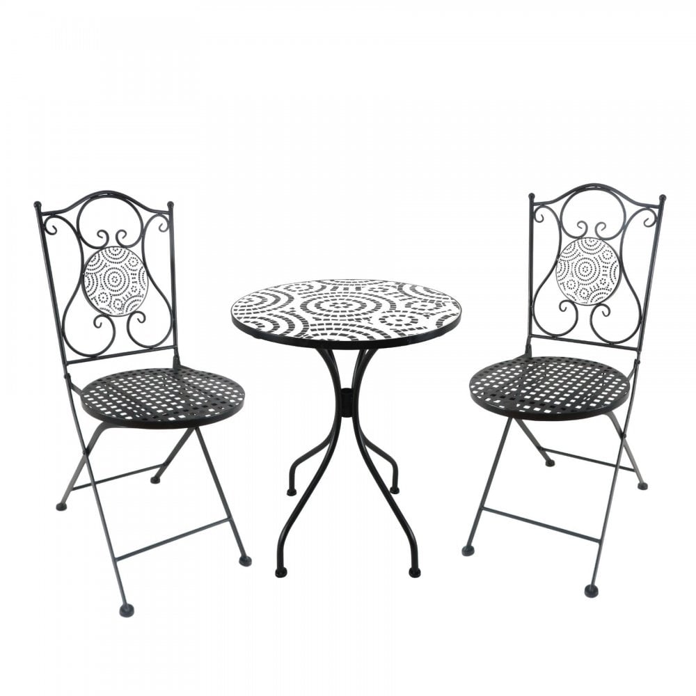 Carlton Black & White 3 Piece Mosaic Bistro Set