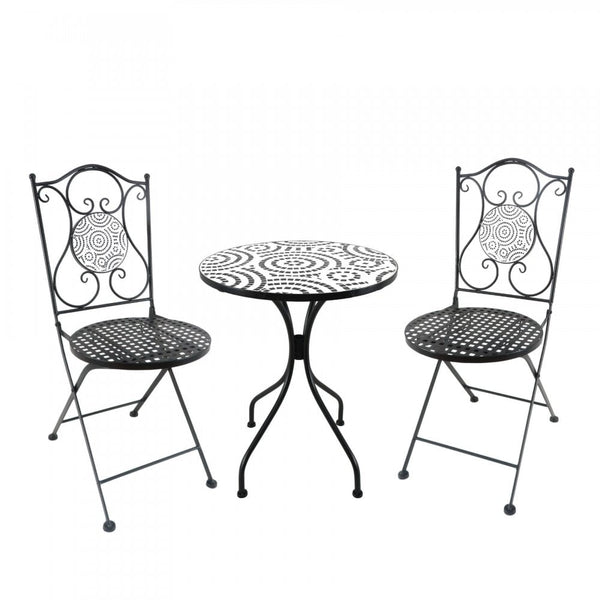 Carlton Black & White 3 Piece Mosaic Bistro Set