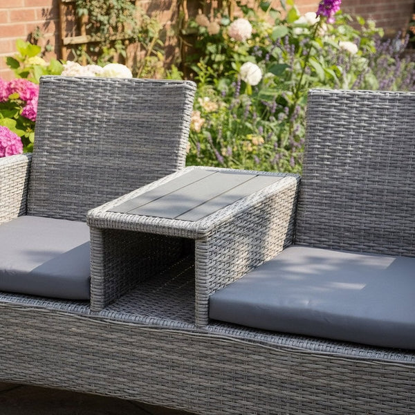 Lovelle Metal & Rattan Grey Love Seat