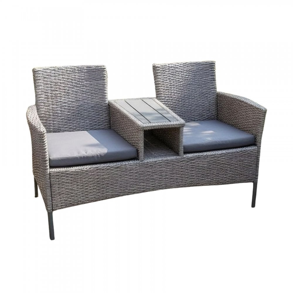 Lovelle Metal & Rattan Grey Love Seat