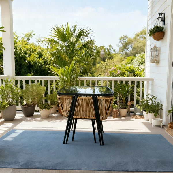 Valena Natural & Black Rattan Bistro Set