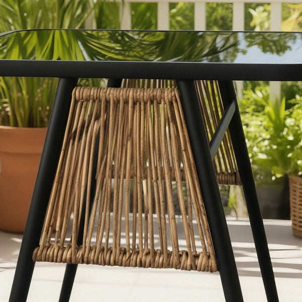 Valena Natural & Black Rattan Bistro Set