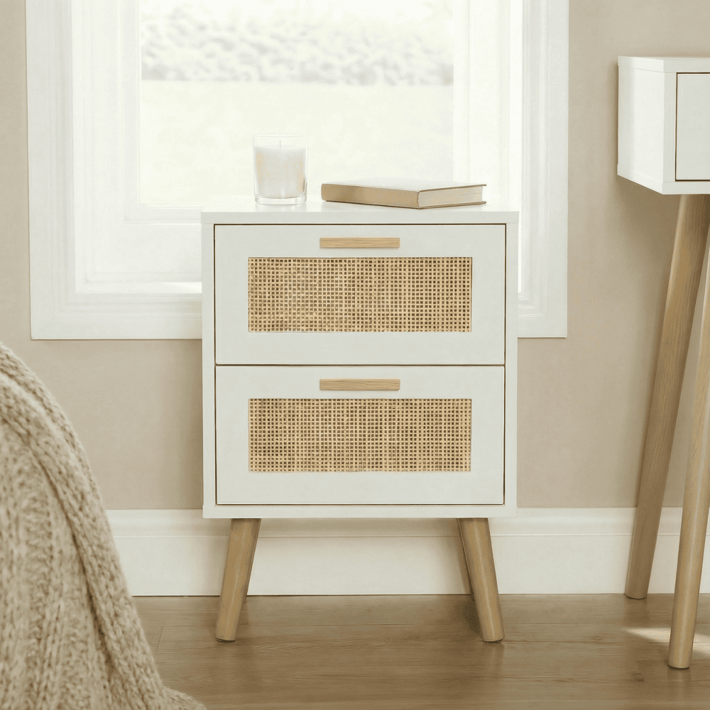 Astbury Rattan 2 Drawer Bedside Table
