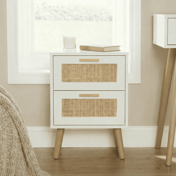 Astbury Rattan 2 Drawer Bedside Table