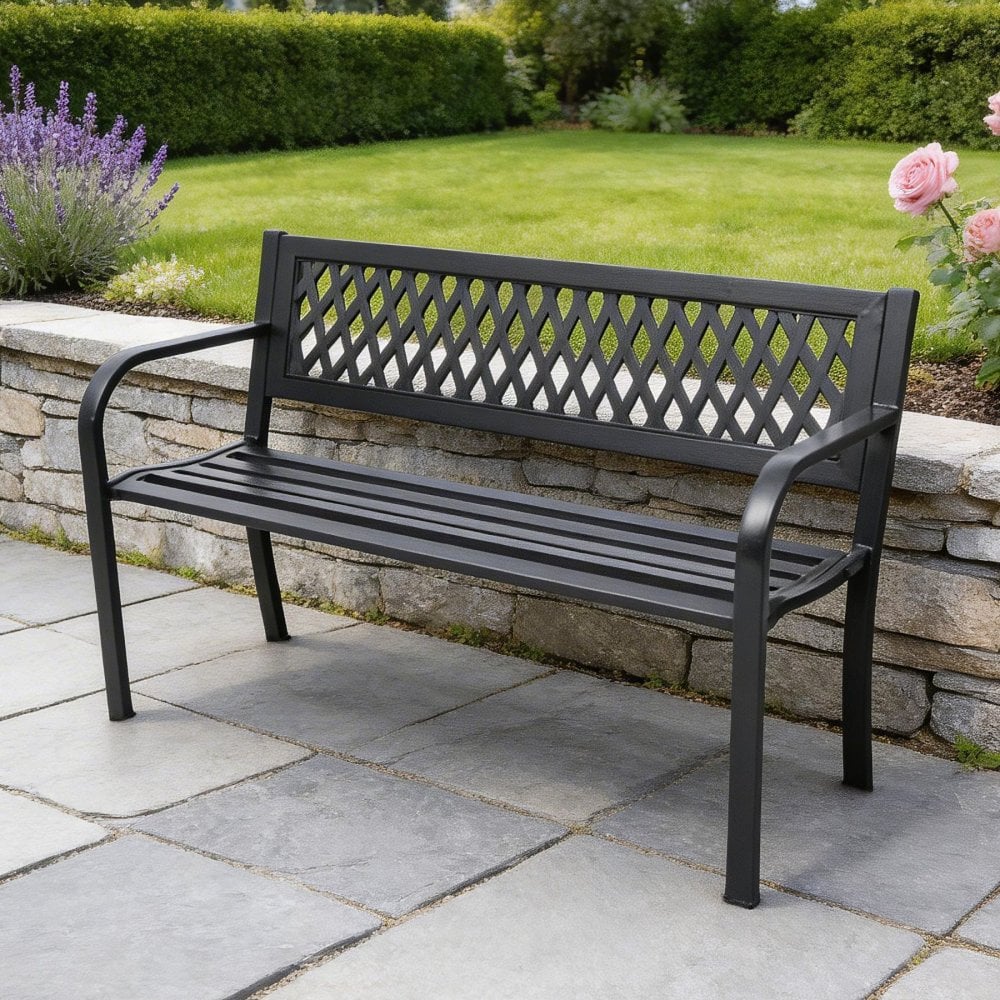 Lara Lattice Design Metal Garden Bench