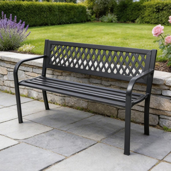 Lara Lattice Design Metal Garden Bench