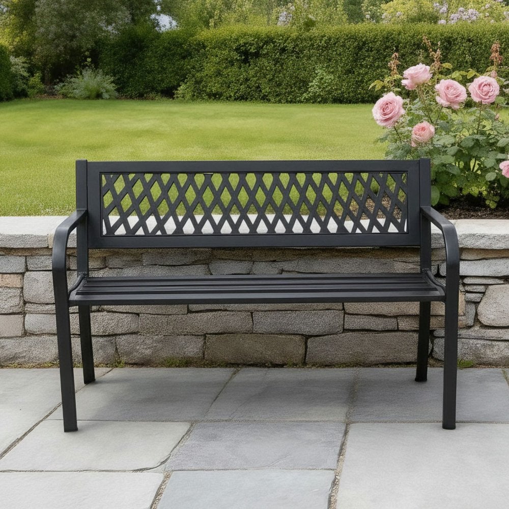 Lara Lattice Design Metal Garden Bench