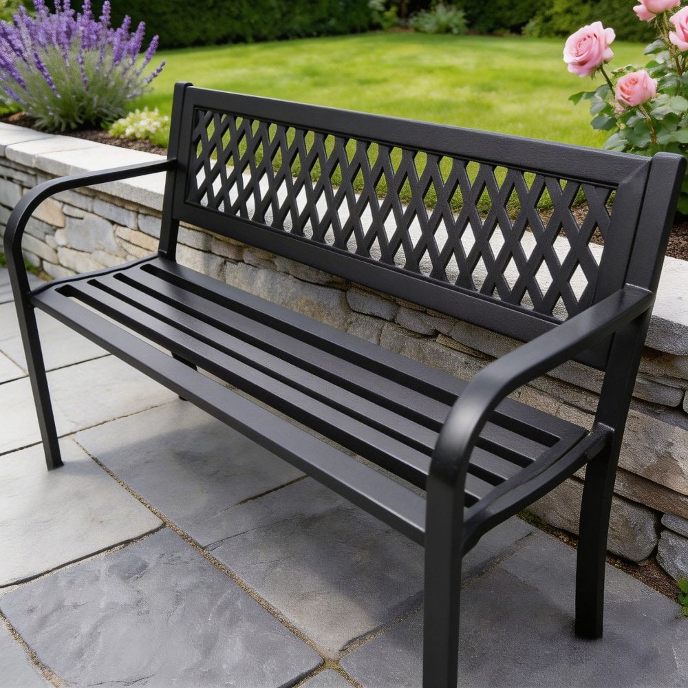 Lara Lattice Design Metal Garden Bench
