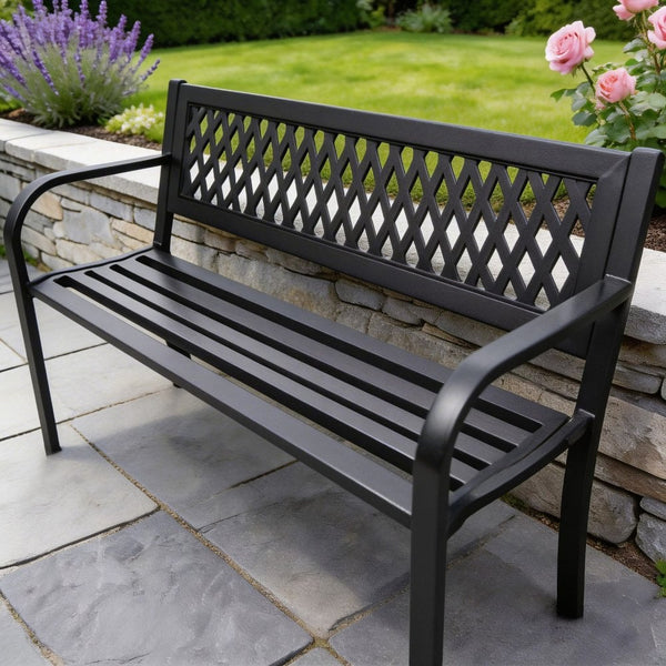 Lara Lattice Design Metal Garden Bench