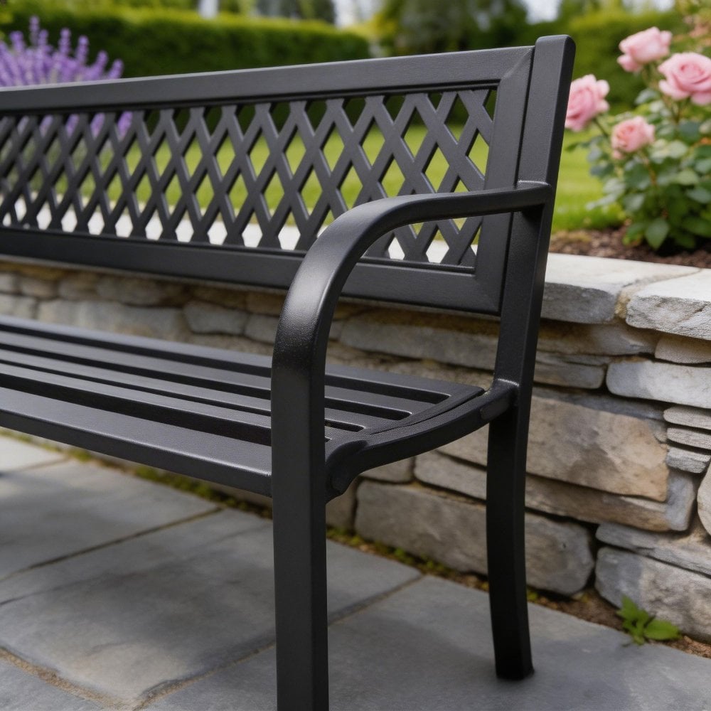 Lara Lattice Design Metal Garden Bench