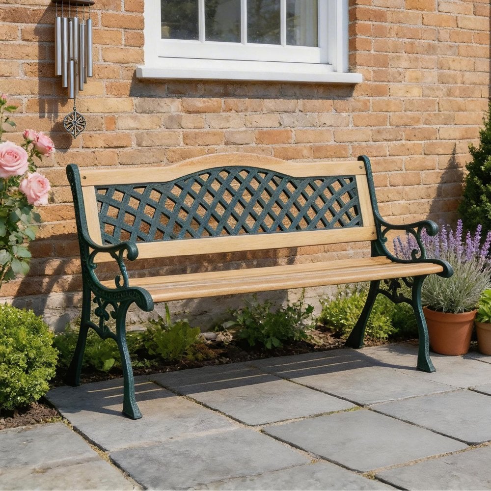 Lorien Wooden Verdigris Garden Bench