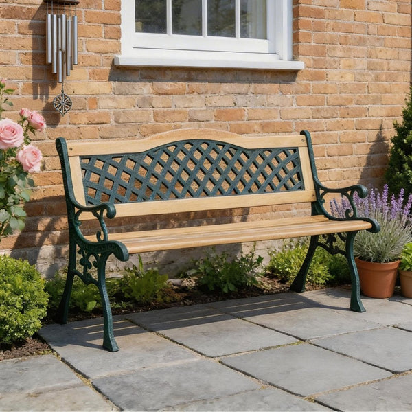 Lorien Wooden Verdigris Garden Bench