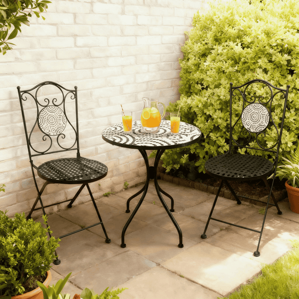Carlton Black & White 3 Piece Mosaic Bistro Set