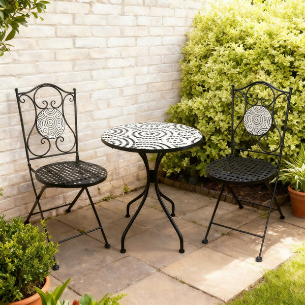 Carlton Black & White 3 Piece Mosaic Bistro Set