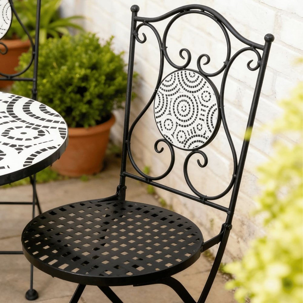 Carlton Black & White 3 Piece Mosaic Bistro Set