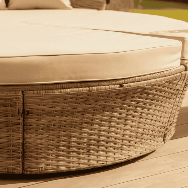 Amara Rattan Cream Day Bed with Canopy & Cushions