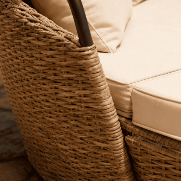 Amara Rattan Cream Day Bed with Canopy & Cushions