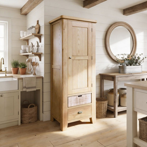 Holcombe Single Door Smoked Oak Larder Unit Fully Assembled
