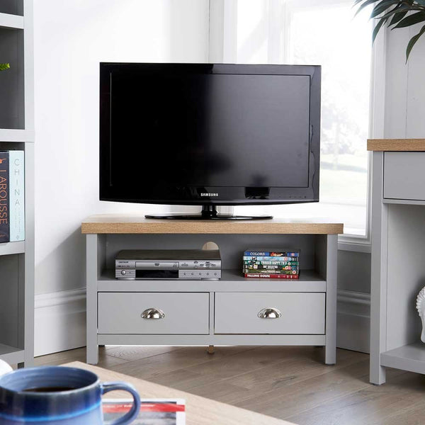 Avon Compact Corner TV Stand with Drawers