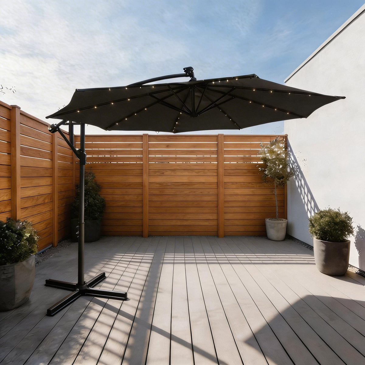 Palmera LED Overhanging Cantilever 3m Grey Parasol