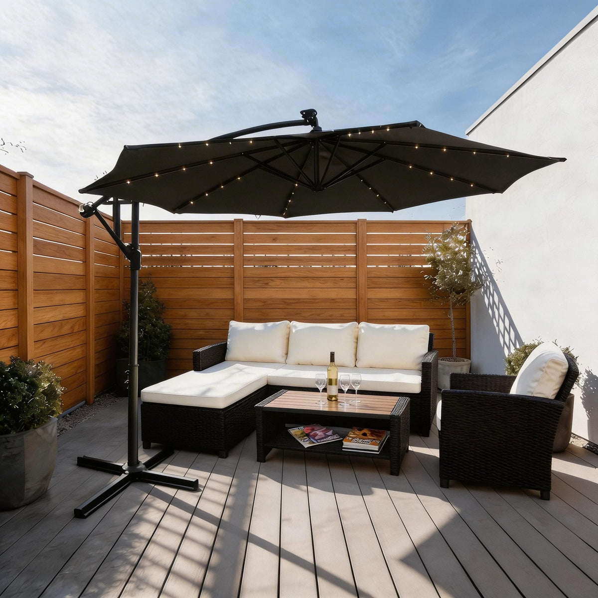 Palmera LED Overhanging Cantilever 3m Grey Parasol