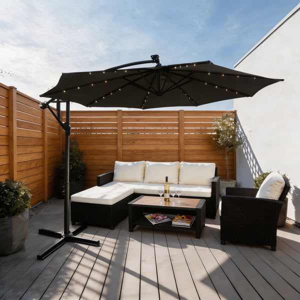 Palmera LED Overhanging Cantilever 3m Grey Parasol