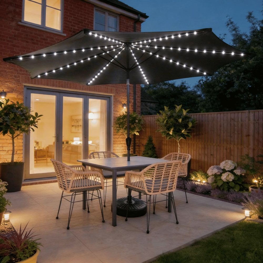 Soletta Multi Coloured LED Crank 3m Grey Parasol