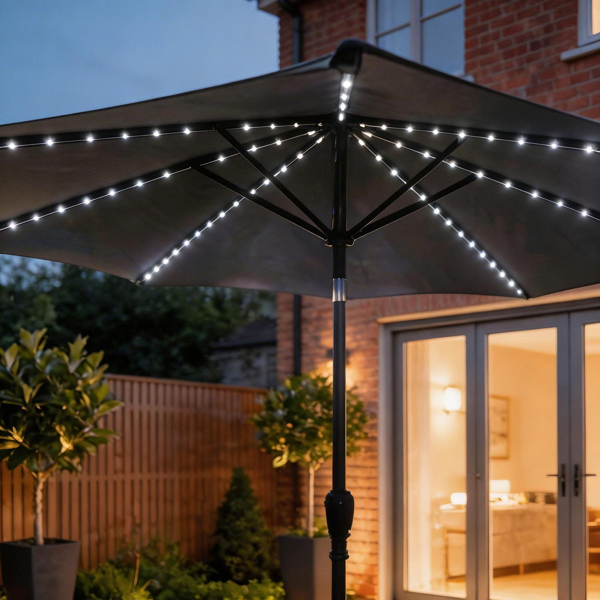 Soletta Multi Coloured LED Crank 3m Grey Parasol