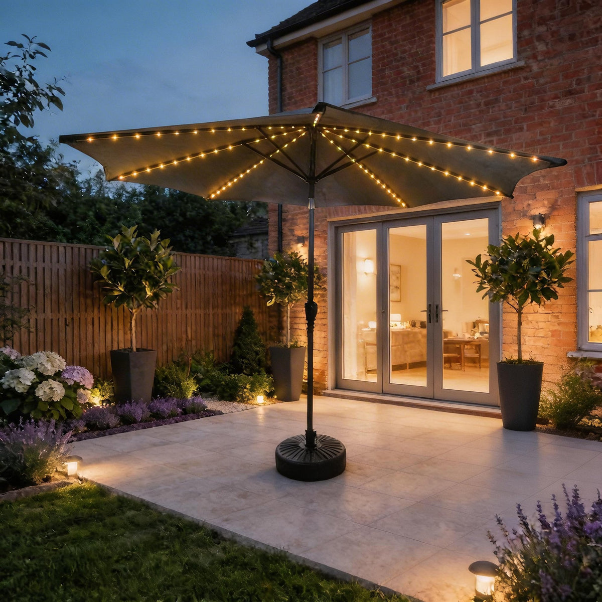 Soletta Multi Coloured LED Crank 3m Grey Parasol