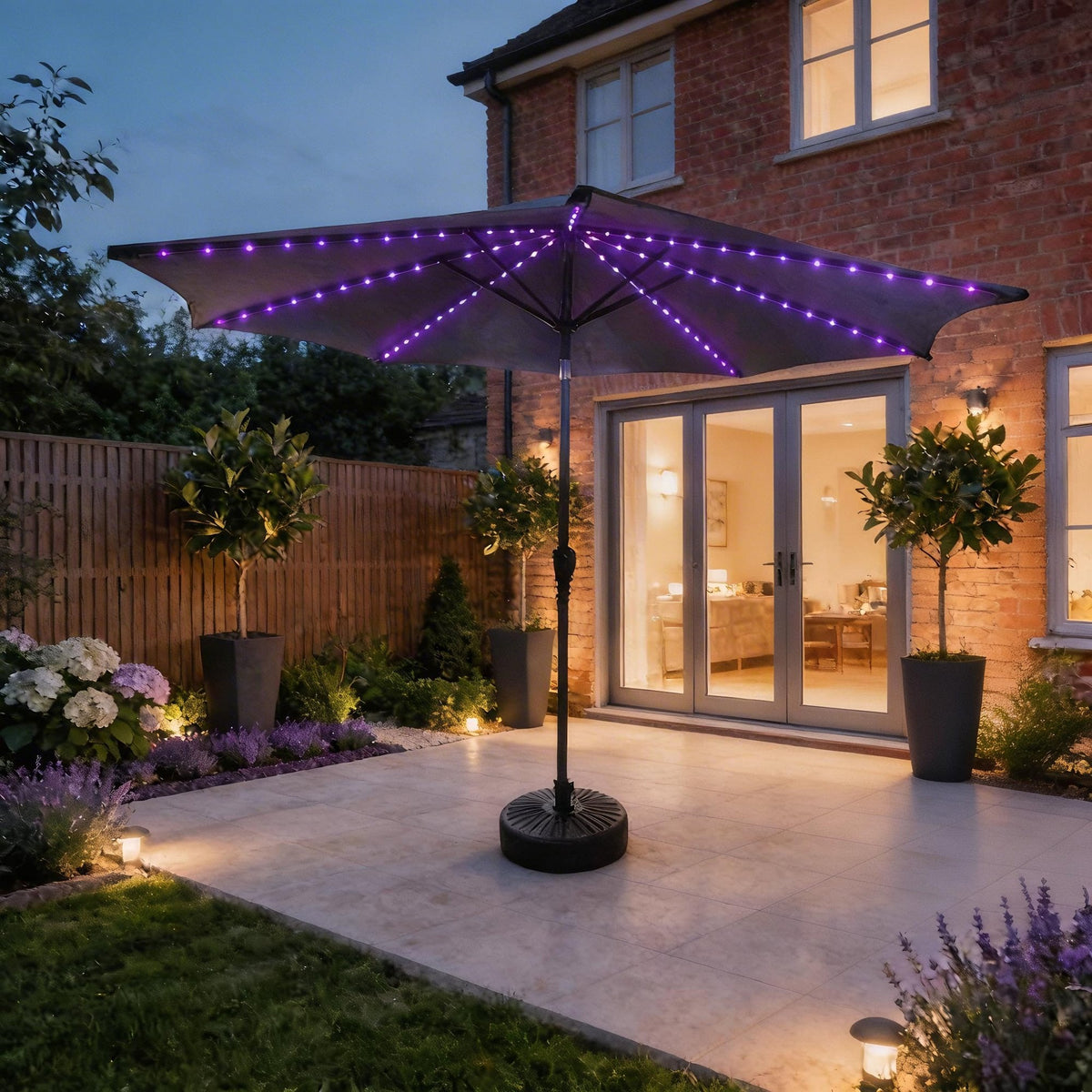 Soletta Multi Coloured LED Crank 3m Grey Parasol