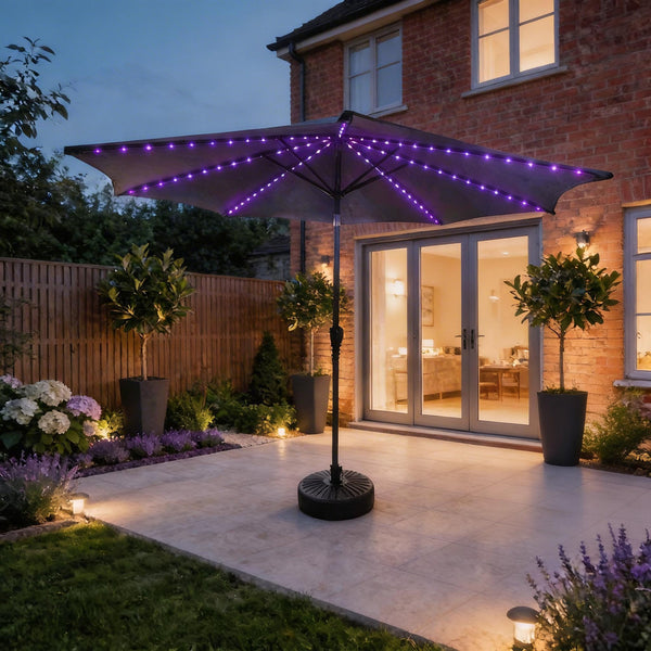 Soletta Multi Coloured LED Crank 3m Grey Parasol
