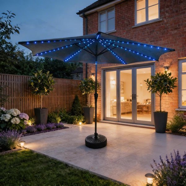Soletta Multi Coloured LED Crank 3m Grey Parasol