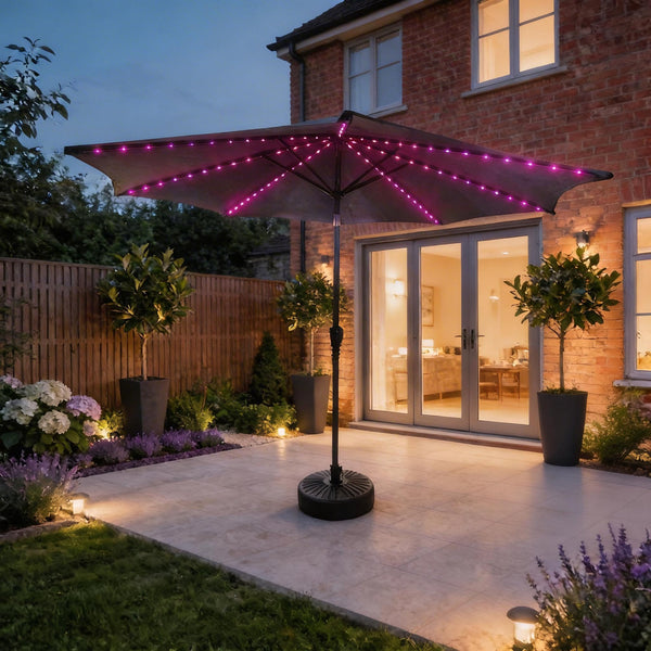 Soletta Multi Coloured LED Crank 3m Grey Parasol