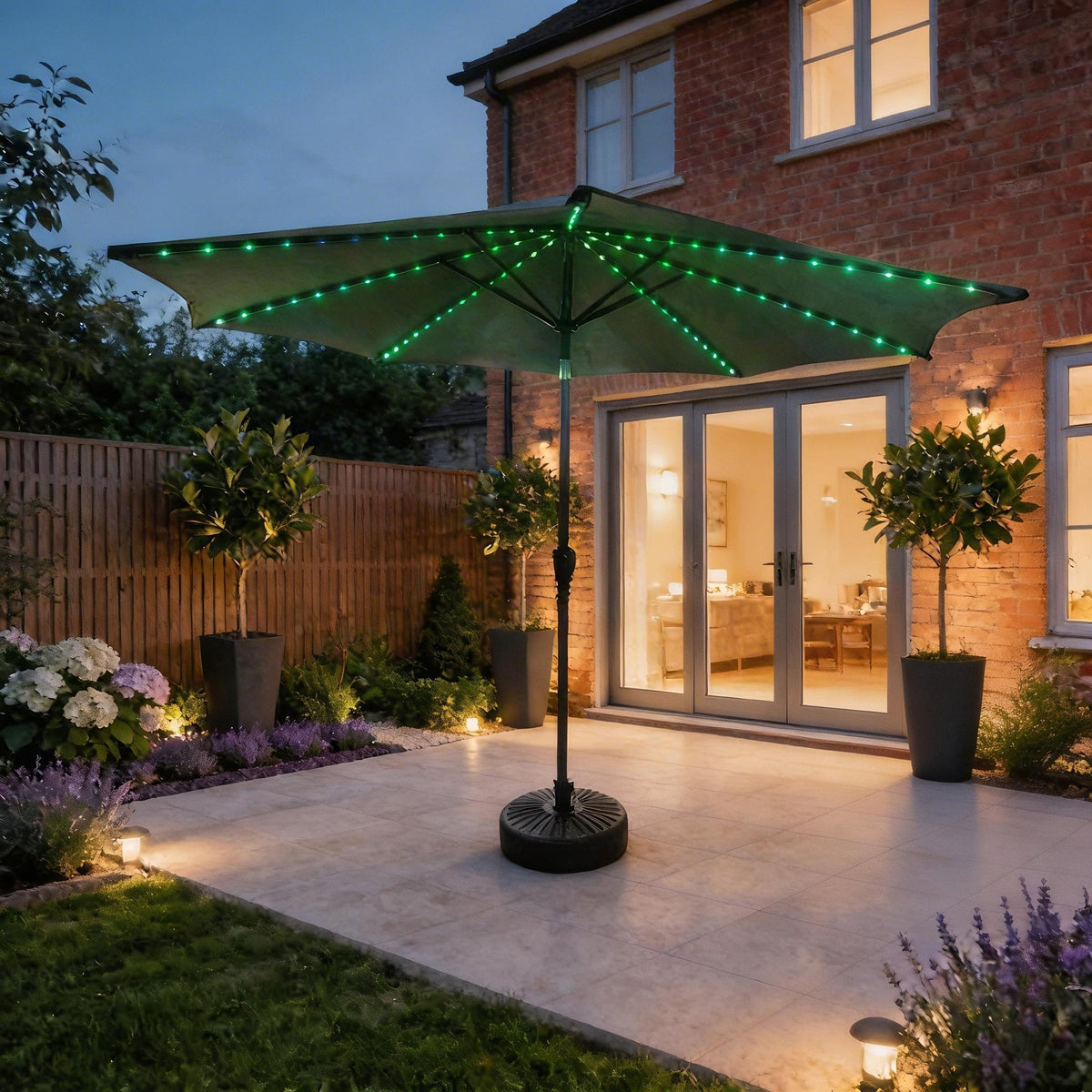 Soletta Multi Coloured LED Crank 3m Grey Parasol