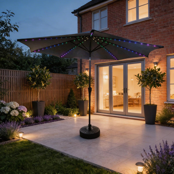 Soletta Multi Coloured LED Crank 3m Grey Parasol