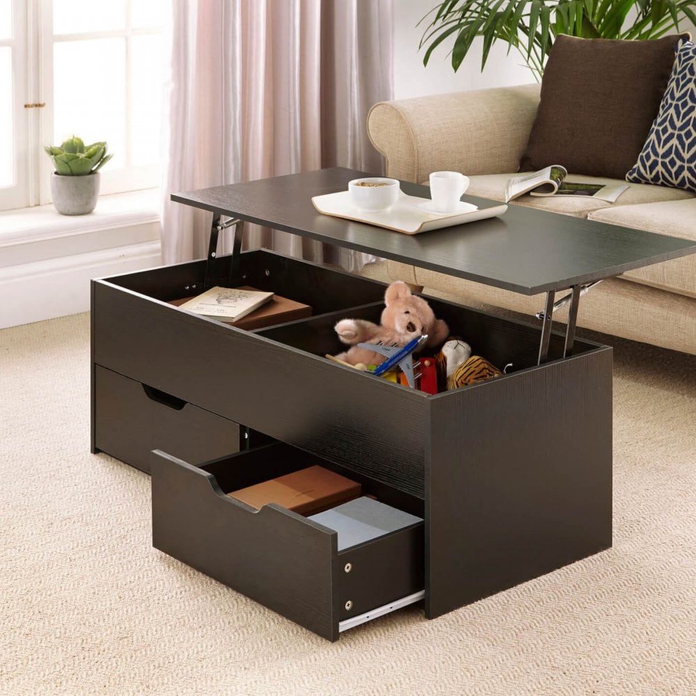 Bruges Lift Up Coffee Table with 2 Storage Drawers