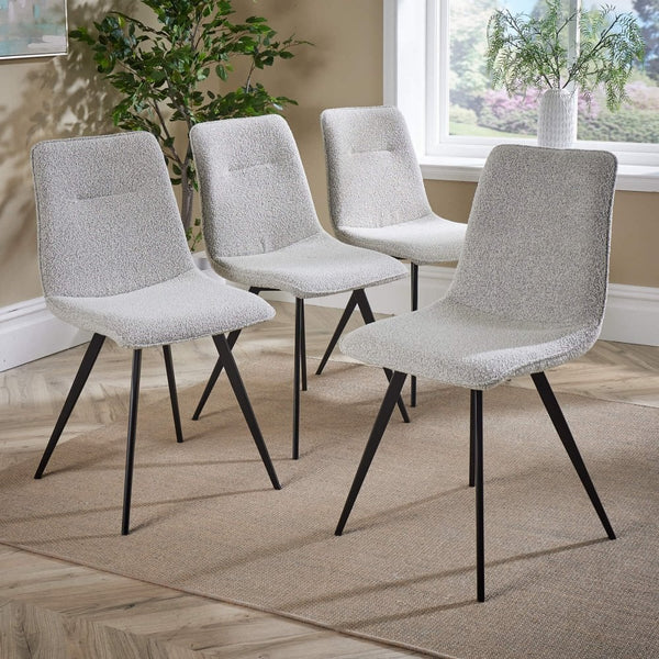 Ashford Boucle Dining Chairs with Metal Legs - Set of 4