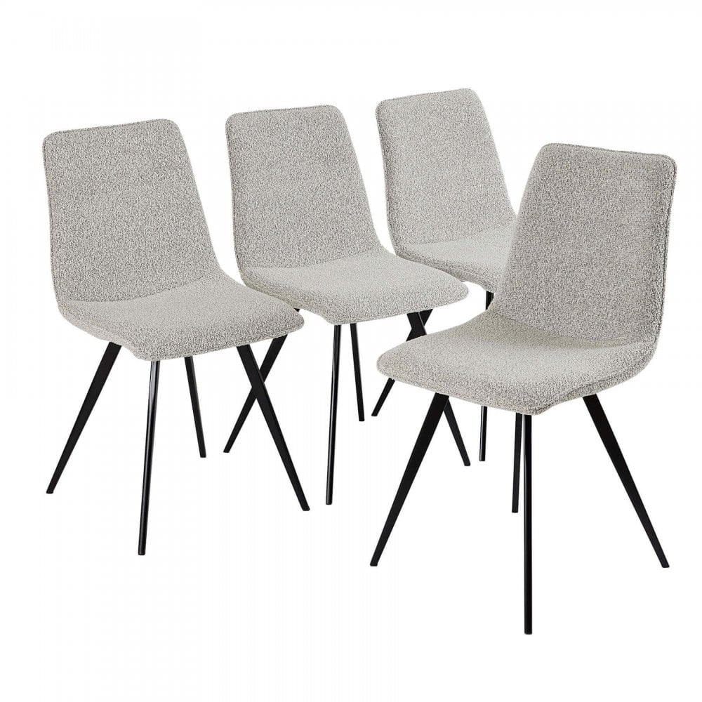Ashford Boucle Dining Chairs with Metal Legs - Set of 4